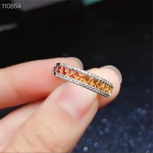 Fine Jewelry 925 Sterling Silver Inlaid Natural Yellow Sapphire New Female Ring Popular Support Test Hot Selling 2.2*2.2mm
