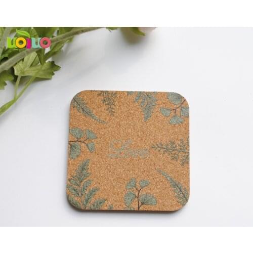 Table Mat Dining Table Placemats Square Wooden Cup Pad Cork Flowers Insulation Mat Round Coasters Pad Coaster Kitchen Mat