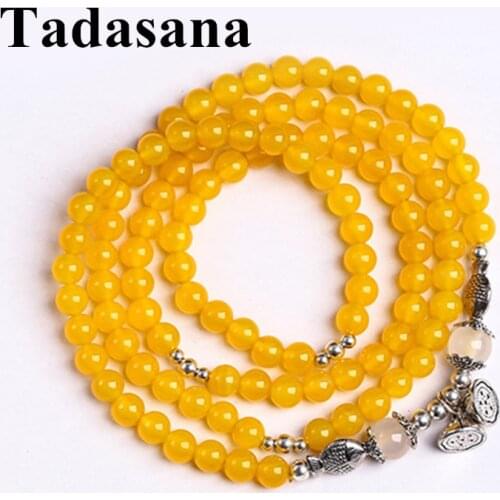 Handmade multilayer bracelet with natural stone bracelets for women yellow Agates lotus healing Spiritual gifts for women