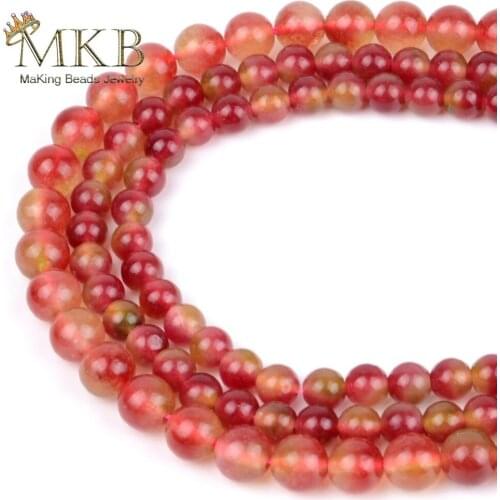 Genuine Natural Stone Watermelon Quartz Round Beads For Jewerly 4 6 8 10mm Spacer Beads Diy Bracelet Necklace Wholesale Perles