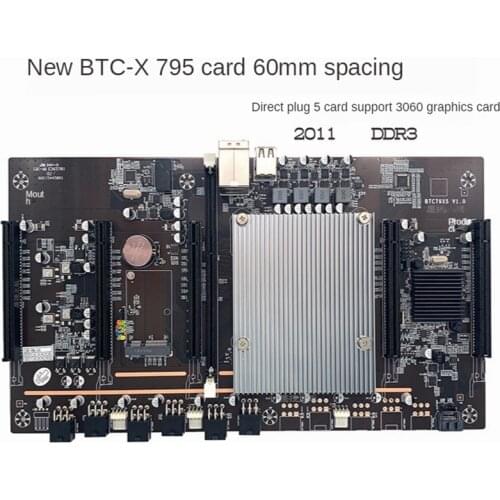 New BTC-X79X5 3060 Mining Motherboard Straight Plug 5 Card ETH Motherboard Multi-graphics Slot Large-spacing Mining Board