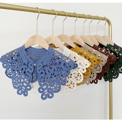 MoriBty Solid Women Cotton Lace Scarf Collar Spring-Autumn New Hollow-Out Shawl Wraps Short Elegent Neck Ties Neckerchief Mujer