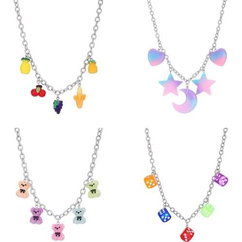 VG 6YM New Multiple Colour Cute Bear Ladies Necklace Same Paragraph Holiday Gifts For Women Jewelry Dropshipping Gifts