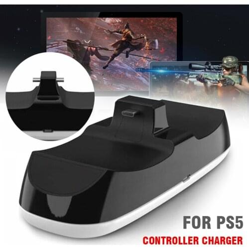 Pohiks 1pc Portable Dual USB Gaming Handle Charger Dock High Quality Controller Charging Cradle Holder For PS5 Gamepad
