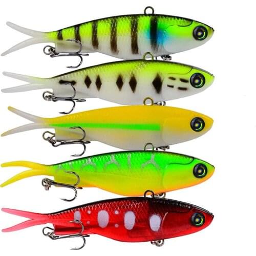 50PC95mm 20g Lead VIB Bait Vibrating Soft bait With T Tail ice Fishing lures Bass Insect fish Bait pesca swimbait jigging winter