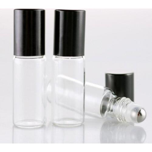 Wholesale 5ml clear Glass Essential Oil Bottle Roller Roll on Vials With Metal Stainless Steel Ball