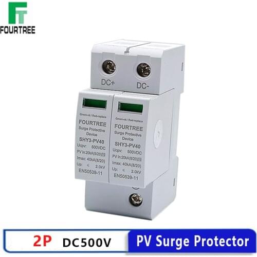 PV Surge Protector 2P 500VDC Arrester Device SPD Household Switch Solar Power System Combiner Box Laser Marking