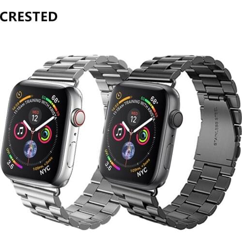 CRESTED Strap For Apple Watch band 44mm 42mm iwatch 38mm 40mm for apple watch 5 4 3 Stainless Steel Link Bracelet Watchband