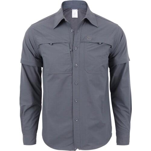 Outdoor Summer Quick Dry Shirt Men Hiking Shirt Removable Military Tactical Shirts Sports Camping Hunting Shirt Fishing Shirts