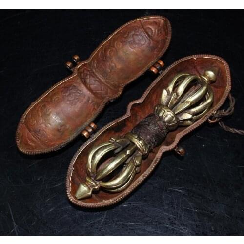 Tibetan temple Old pure copper handmade Sheet metal Nine shares of Dorje Vanquishing pestle