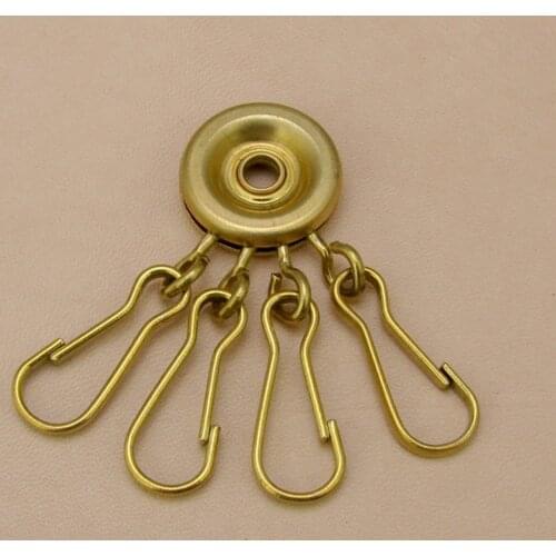 Solid brass material DIY leather craft wallet 4 key ring buckle set 5pcs/lot