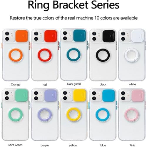 Ultra-thin Slider Camera Privacy Protection Phone Case For iPhone 12 11 Pro XS Max XR X 8 7 Plus Luxury Ring Holder Cover