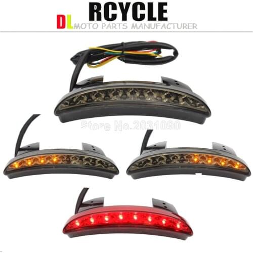 Motorcycle Tail Light Lamps Motor Cafe Racer Rear Fender Edge Brake Taillight For Harley Touring Sportster XL 883 1200 Led