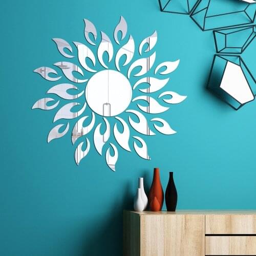 Sun Shaped Acrylic Mirror Wall Stickers Mirror Mural Bedroom Living Room Decor Home Decoration Accessories