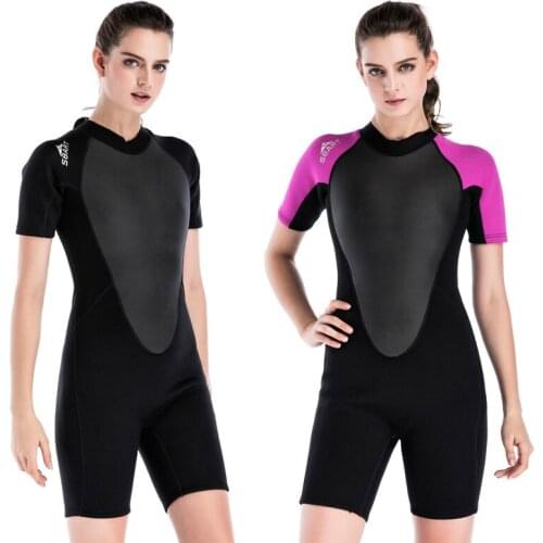 Womens Swimming Diving Surfing Suits 2mm Rubber & Nylon Material One-piece Breathable Quick Dry Sun Protection Fitting Suits