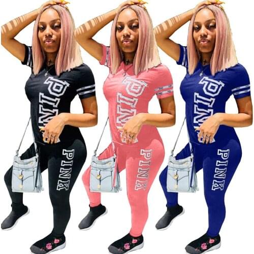 Club Outfits Short Sleeve T-shirt Two Piece Set Women Tracksuit Sweat Suits Lounge Wear Matching Sets Femme Print Pink Hooded