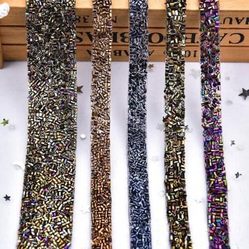 10Meters Beaded Lace Trim DIY Sewing On Iron On HotFix Ribbon For Wedding Dress Garment Collar Neckline Accessories Decoration