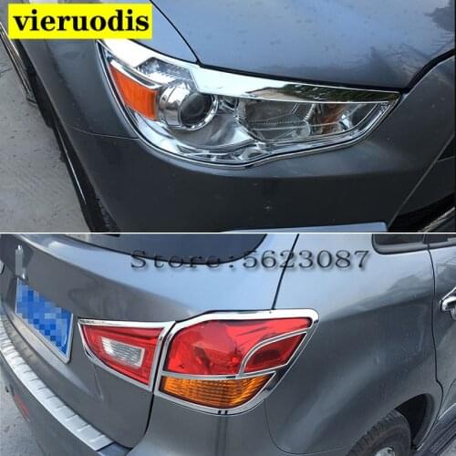 Car Styling For Mitsubishi ASX 2010 2011 2012 ABS Chrome Front Headlight Lamp Cover Trims Decoration Frames 2Pcs