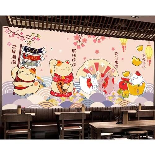 Beibehang Custom classic fashion papel de parede 3d wallpaper hand-painted Japanese sushi cuisine sushi restaurant background