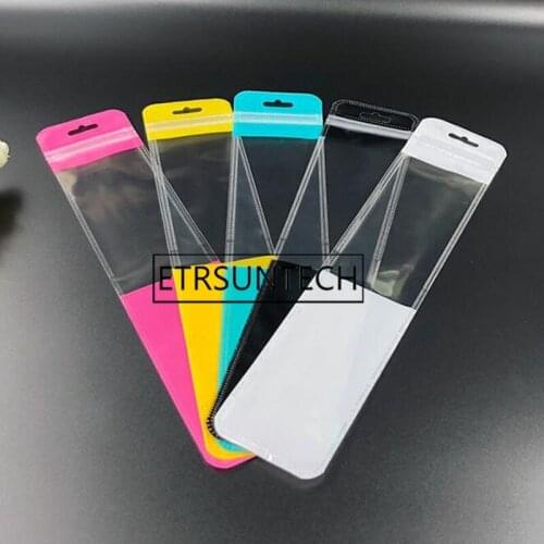 500pcs 7x40cm Clear Plastic Bag with Hang Hole Small Bag Zipper Storage Bag Jewelry/Stationery Packing Bag Pouch
