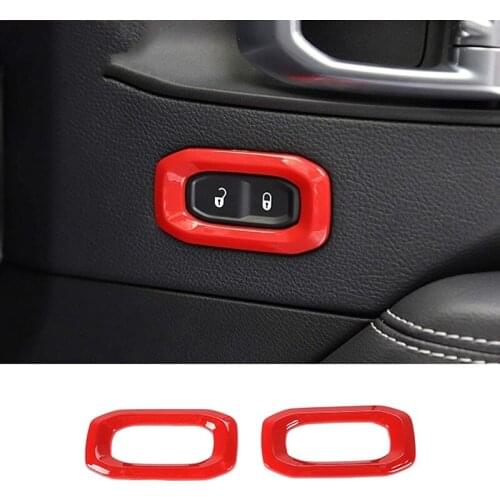 Interior Accessories Car Door Lock Switch Button Decor Stickers for Jeep Wrangler Gladiator JL 2018