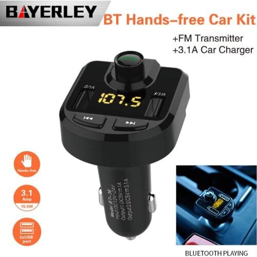 Bluetooth Car FM Transmitter Wireless Radio Adapter MP3 Player Plus USB charger handsfree Cargador de coche Chargeur de voiture