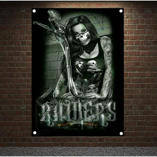 Gangster female killer Posters, Tapestry HD Wallpapers Home Decor Skull Tattoo Art Banners Flags Wall Hanging Ornaments Mural