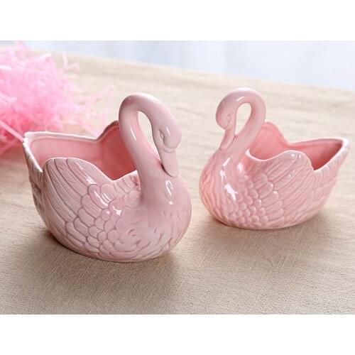 White Swan Ceramic Flower Pot Multifunction Candlestick Wedding Gifts Holder Ornaments Home Decoration Storage Oranments NJ80512
