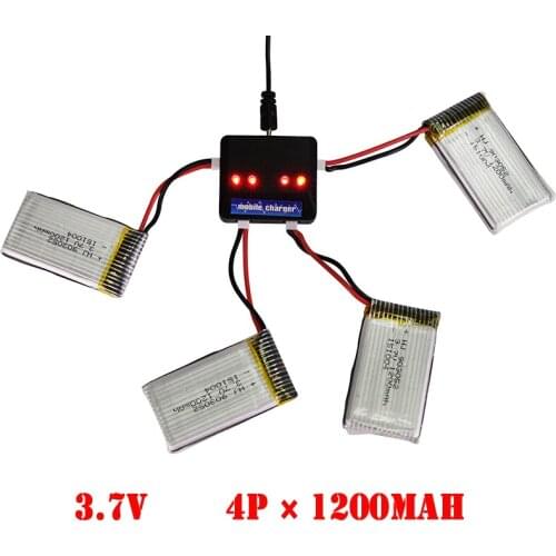 EBOYU RC Quadcopter 4-port Charger for Syma X5SC X5SW X5W X5S with 4pcs 3.7V 1200mAh 25C battery for Syma X5SC-1 X5SW-1