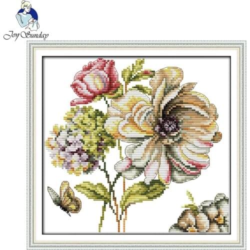 Joy Sunday Cross Stitch Hydrangeas Flowers Home Decor Painting Counted Printed On Canvas Embroidery Kit Chinese Cross Stitch Set