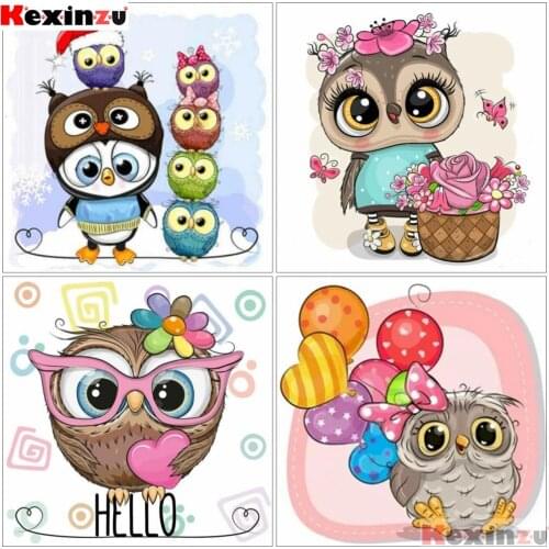 KEXINZU Diamond Painting Owl Cross Stitch 5d Diy Diamond Embroidery Cartoon Picture Of Rhinestones Home Decor Handmade Gift