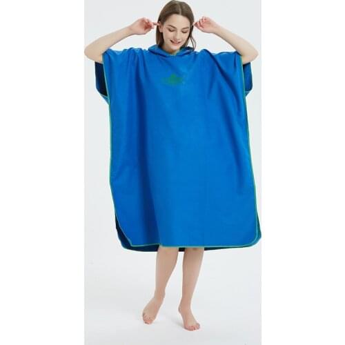 Fashion Adult Microfiber Water Absorb Quick Dry Hooded Wetsuit Changing Robe Solid Color Poncho Swim Surf Bath Towels Cloaks