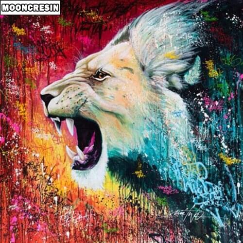 MOONCRESIN 5D Diy Diamond Painting Lion Animals Mosaic Diamond Embroidery Cross Stitch Arts Crafts Sewing Needlework Decor Home