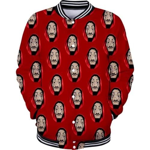 La Casa De Papel Baseball Jacket Men Bomber Jacket Money Heist Anime Cosplay Costume Salvador Dali Baseball Uniform Outerwear
