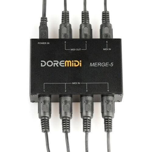 NEW DOREMiDi MERGE-5 Input MIDI Interface Box Power Converter Adapter Controller