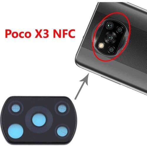 Rear Camera Lens For Xiaomi Poco X3 NFC/ X3/ X3 Pro Back Camera Lens With Frame Holder Adhesive Replacement