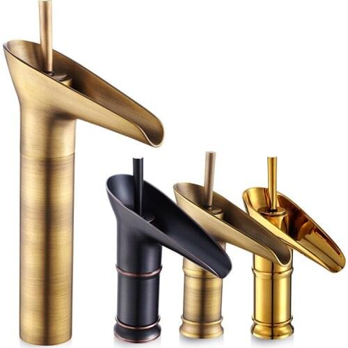 Wine Glass style Single Lever waterfall Bathroom Basin Faucet Brass Antique Hot and Cold bathroom Sink Mixer Taps