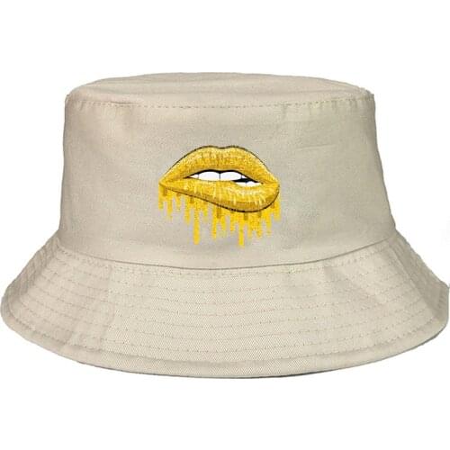 Lips Leopard Graphic print Simple Style Fisherman cap Panama Street Side Seaside Beach Tourism Bucket Hat Drivers Cap