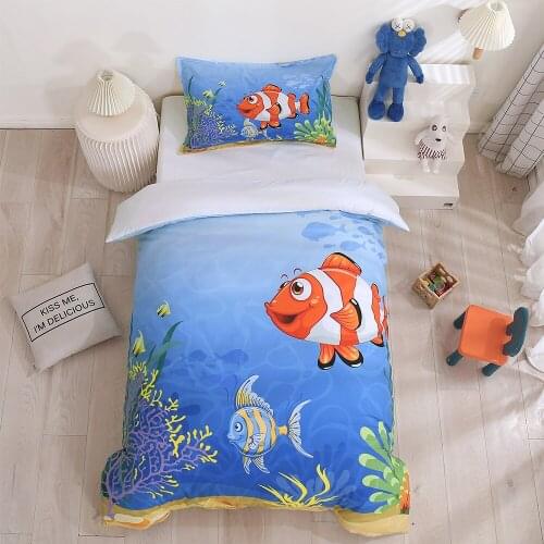 Cartoon Clownfish Pattern Family Bedroom Decoration Duvet Cover (including Pillowcase) Single/double/queen 2/3PS For Children