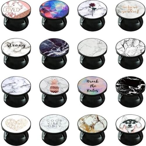 Luxury Marble Expanding Phone Stand Grip Finger Rring Support Anti-Fall Round Foldable Mobile Phone Holder for iPhone 11 SE 2020