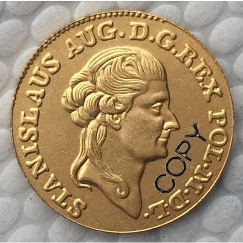 24 K gold plated Poland 1 Dukat 1789 COIN COPY 21mm