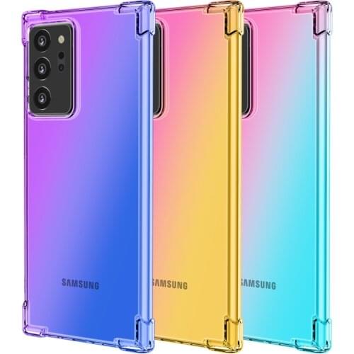 Shockproof Transparent Gradient Case for Samsung Note 20 Ultra A51 A71 A21S M31S A01 core M01 Note 10 Lite A91 Soft Back Cover