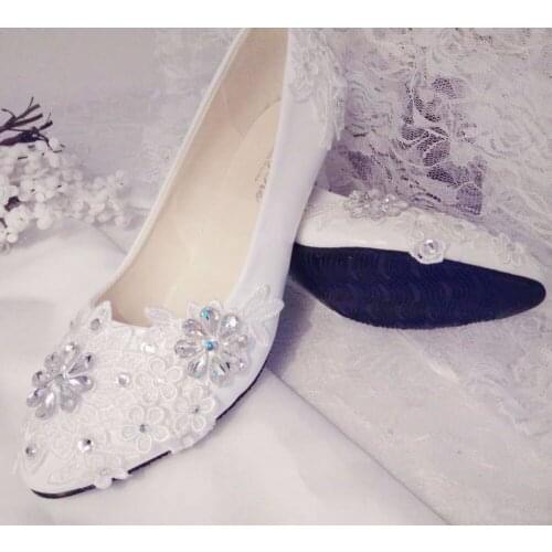 Luxury handmade crystal rhinestones laces wedding shoes woman fashion design brides womens silver stones laces shoes white