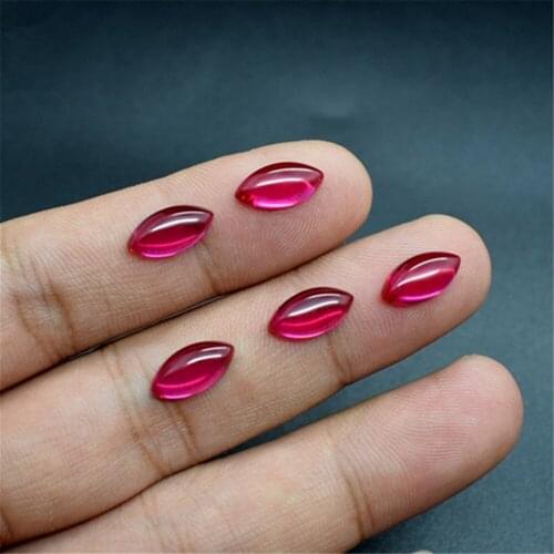 Ruby Marquise Cabochon Smooth Polished Surface Marquise Shape Blood-red Ruby Cabochon Flat Back Multiple Sizes to Choose C83R