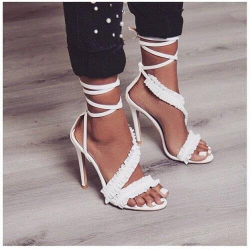 Classic Women New Summer High Heels Sandals Woman High Heel Shoes Womens Open Toe Pumps Leather Pump Shoe Ladies Wedding shoes