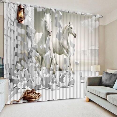 Brick house 3D Curtain Printing Blockout Polyester Chinese Sun Photo Drapes Fabric For Room Bedroom Window