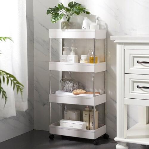 Storage Cart Kitchen Trolley Slim Cart Bathroom Mobile Shelving Unit Organizer Slide Rolling Utility Cart shelf Vegetable Rack