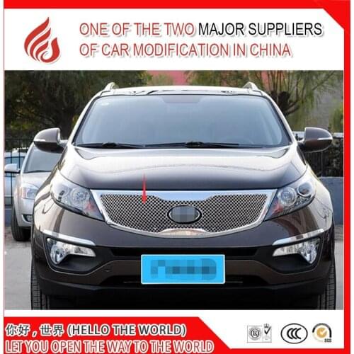 Stainless fit well modification car front grille racing grills grill cover trim for Sportage 2011 2012 2013 2014 2015