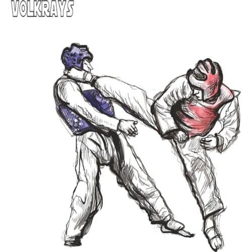 Volkrays Creative Car Sticker Boxing Taekwondo Karate Accessories Refiective PVC Decal for Skoda Rapid Lexus Jaguar,14cm*12cm