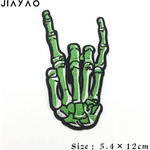 Embroidered skull hand patch stickers head punk rock high-end clothing sewing Iron on clothes badge accessories European